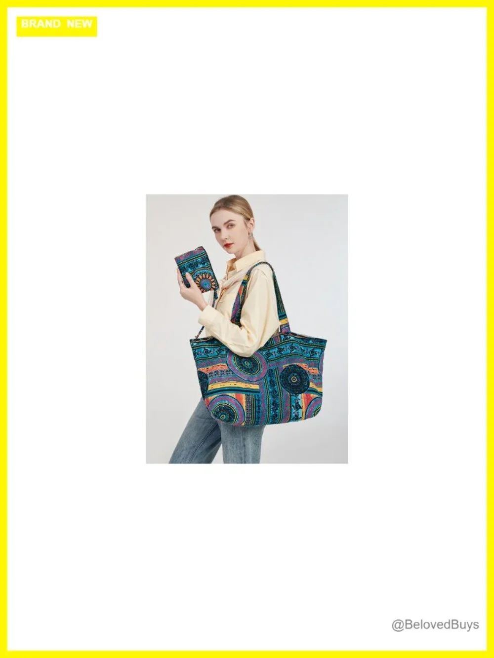 Bohemian Canvas Tote Bag Large Hippie Shoulder Bag